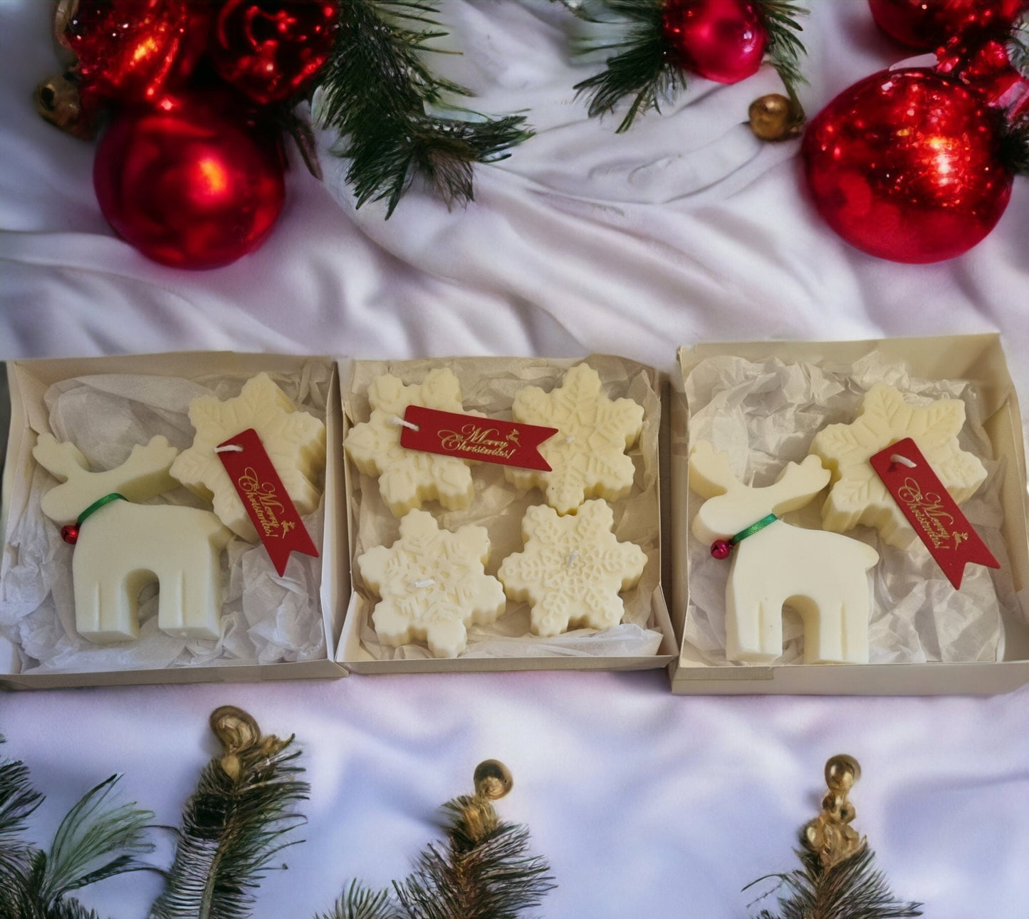 Candle gift set/ elk candle/ snowflake candle/Christmas candles/ Christmas gift set