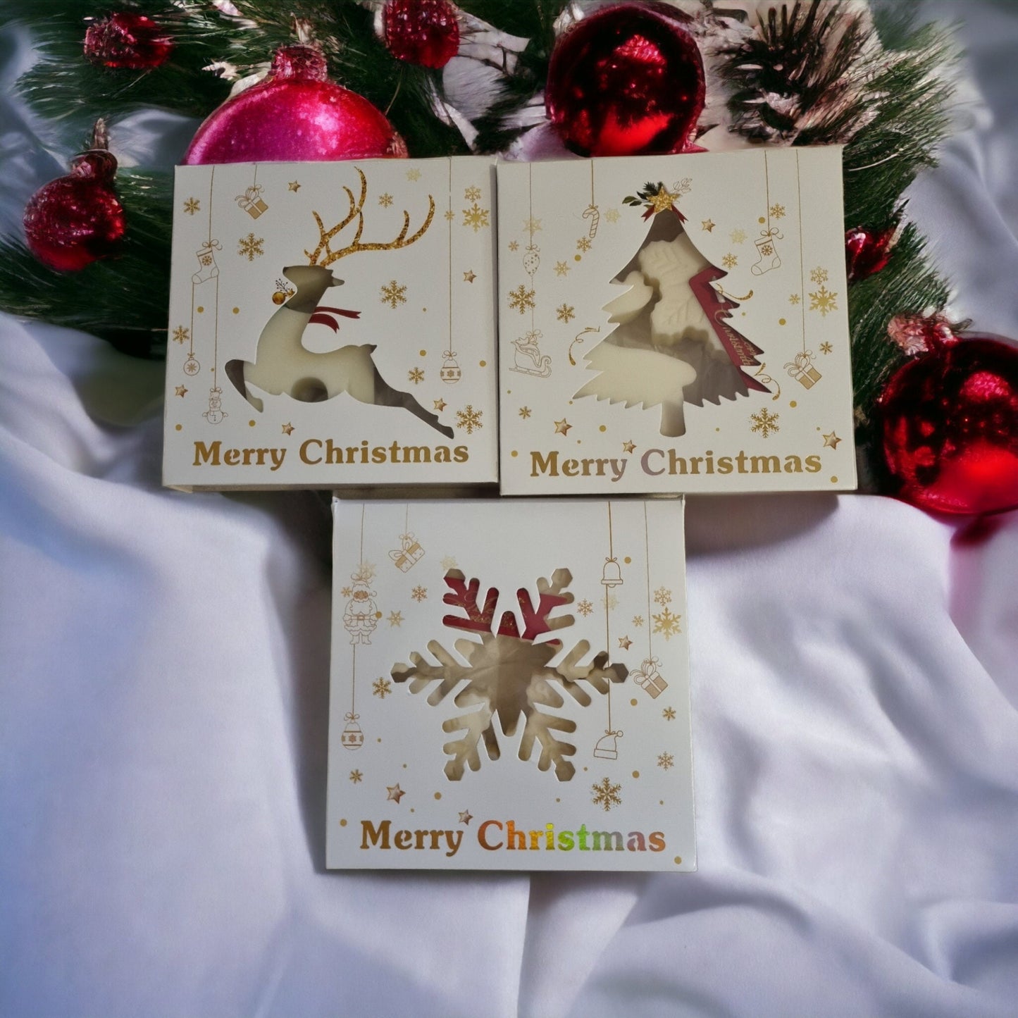Candle gift set/ elk candle/ snowflake candle/Christmas candles/ Christmas gift set